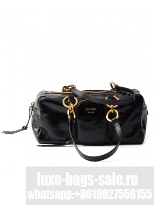 Prada Dangle Medium Leather Top-handle Bag Black