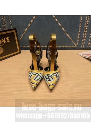 Fendace printed silk high-heeled slingbacks Blue 2022 Collection