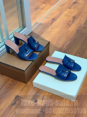 Loro Piana Summer Charms Sandal Crocodile Pattern Blue 2022 Collection
