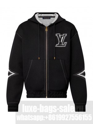 Louis Vuitton Women's Graphic Intarsia Zipped Cotton Hoodie Black