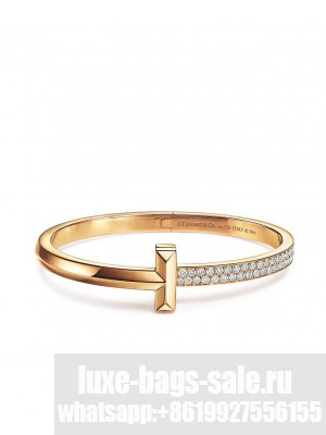 Tiffany Women's T1 Wide Diamond Hinged Bangle Golden