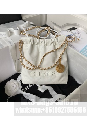CHANEL 22 MINI HANDBAG Grained Calfskin AS3980 white