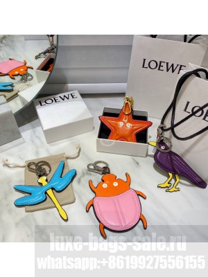 Loewe keychain starfish ,blue dragonfly,woodpecker,pink ladybug