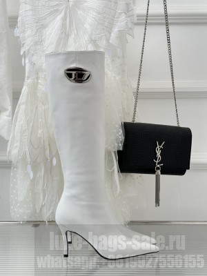 DIESEL Women's White D-venus Kbt Calfskin 8.5cm Boots
