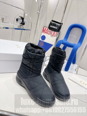 Dior Frost Ankle Boots in Cannage Nylon and Shearling Black 2022 Collection