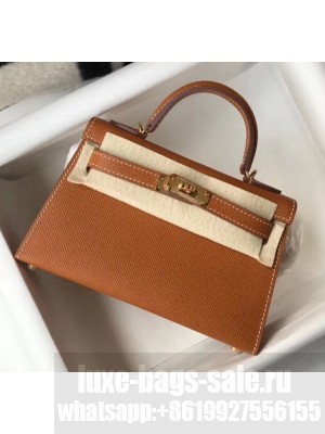Hermes Mini Kelly II Handbag in Original Epsom Leather Brown (Gold Hardware) Collection