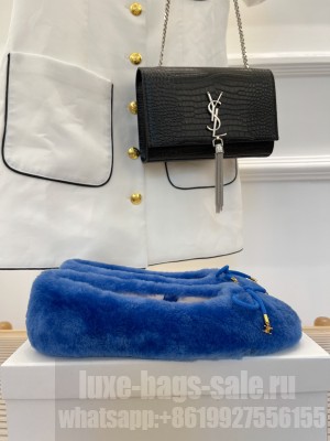 CELINE SHEARLING FLATS BLUE