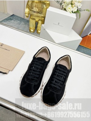 Brunello Cucinell Suede and techno fabric runners sneakers 01