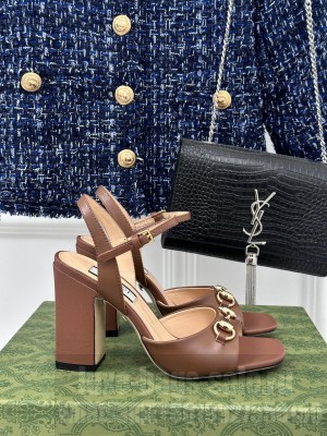 Gucci women's Horsebit 9.5cm Platform sandals Brown
