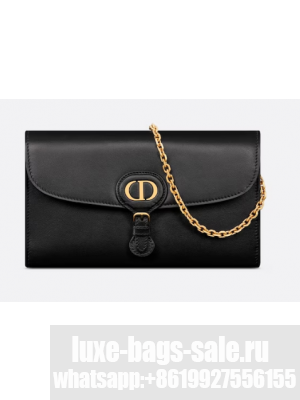 DIOR BOBBY EAST-WEST POUCH WITH CHAIN Smooth Calfskin S5703UBP BLACK