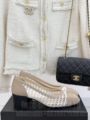Chanel Crochet Straw Pumps 5cm G46352 White/Beige 2025 
