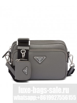 Prada Saffiano Leather Shoulder Bag 2VH170 Gray