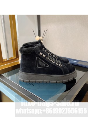 Prada suede and shearling Boots Blue