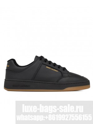 Saint Laurent Unisex Sl/61 Sneakers In Perforated Leather Black