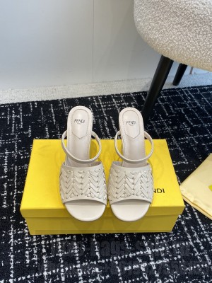 FENDI FIRST Beige leather high-heeled sandals