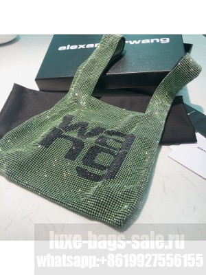 Alexander Wang Wanglock Mini Shopper Tote Bag With Crystal Rhinestone Chain Mesh wang Green