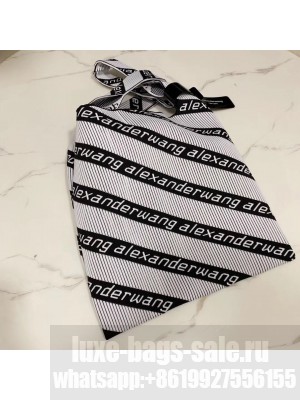 Alexander Wang Large Logo Knit Jacquard Shopper Tote Bag White