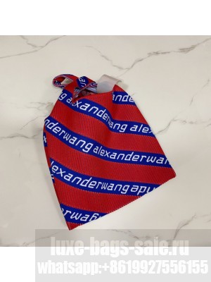 Alexander Wang Small Logo Knit Jacquard Shopper Tote Bag Fuchsia