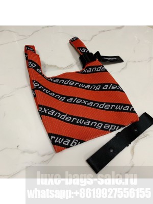 Alexander Wang Small Logo Knit Jacquard Shopper Tote Bag Red