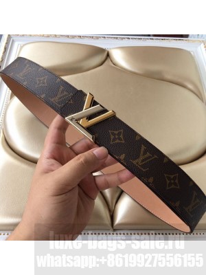 Louis Vuitton Initials Monogram Canvas Belt 40mm with Silver and Gold LV Buckle 2019 Collection