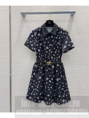 Chanel Women's Printed Dress Black