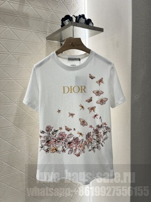 Christian Dior Dioriviera T-Shirt White Cotton Butterfly pattern