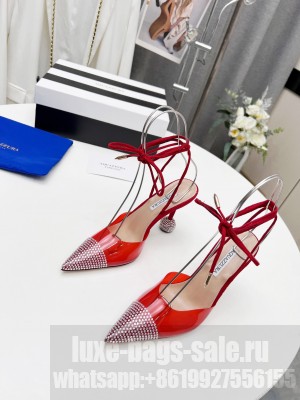 Aquazzuea Ankle Strap 10cm Crystal heel Red PVC Sandals 2022 Collection
