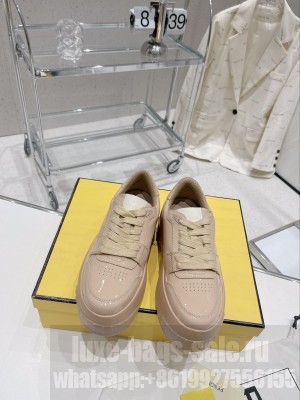 Fendi Fashion Show Low-top Platform Sneakers 7cm in Light Pink Brushed Leather