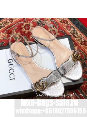 Gucci Leather Double G Flat Sandals 524631 Silver 2019