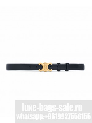 Celine Medium 25mm Triomphe Belt In Taurillon Leather Black
