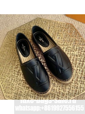 Louis Vuitton LV Grained Leather Espadrilles Black 2021 Collection