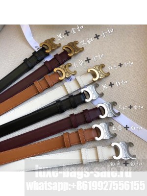 Celine Width 2.5cm Caflskin Belt With Brass Buckle 2020 Collection