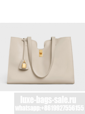 CELINE CABAS 16 IN SMOOTH CALFSKIN 112583 LIGHT STONE