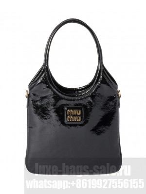 Miumiu IVY Naplak Patent Leather Bag Black