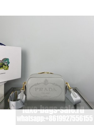 Prada Medium leather bag 1BH187 light gray