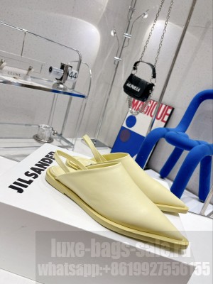 JIL SANDER Lambskin pointed toe Mule Flat Lemon