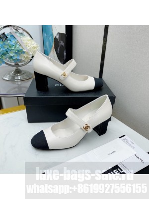 Chanel Lambskin Mary Janes Pumps 4.5/6.5cm White 2022 Collection
