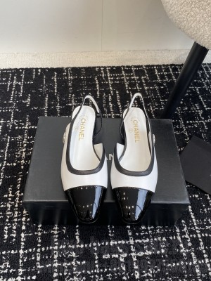 Chanel Lambskin & Patent Calfskin Slingbacks G46000 White 2025