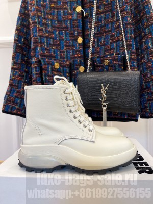 Jil sander Unisex 5cm High-top leather Lace up boots White