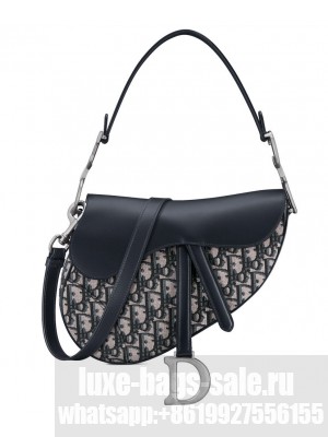 Christian Dior Saddle Bag with Strap Dark Blue