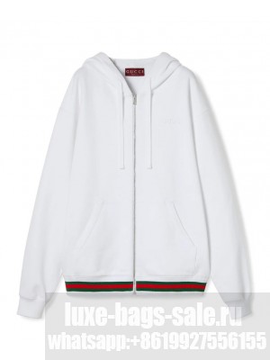 Gucci Women's Cotton Jersey Sweatshirt With Web White