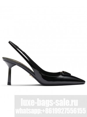 Prada Women's Brushed Leather Slingback Pumps 1I901M Black