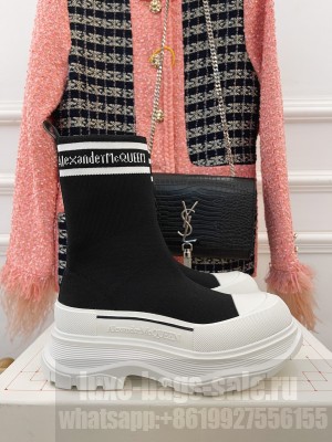 Alxander McQeen Stretch Knit Boots Black