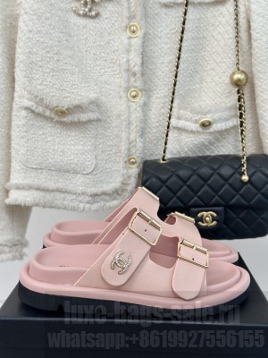 Chanel Crystal CC Lazy Slippers 2024 Pink