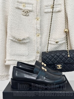 Chanel CC Calfskin Loafers Black