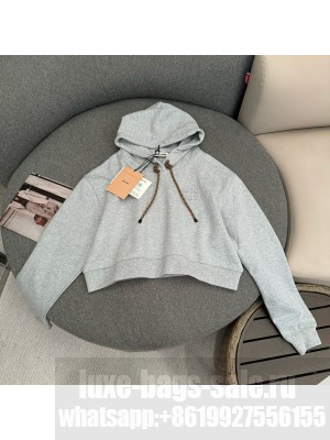 Miu Miu Short Hooded Sweatshirt Gray