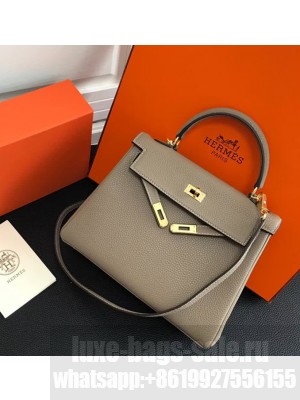 Hermes Kelly 25 Bag in Calf Leather with Gold Hardware Grey Dove