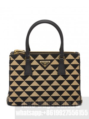 Prada Borsa Prada Galleria Medium In Tessuto Jacquard Apricot