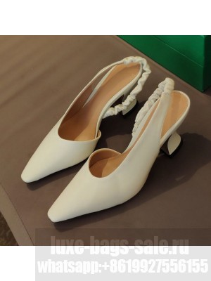 Bottega Veneta Almond Lambskin Slingback Pumps White  2021 Collection