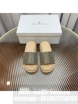 Brunello Cucinelli 6cm with the iconic embellishment Flat Slide 017
